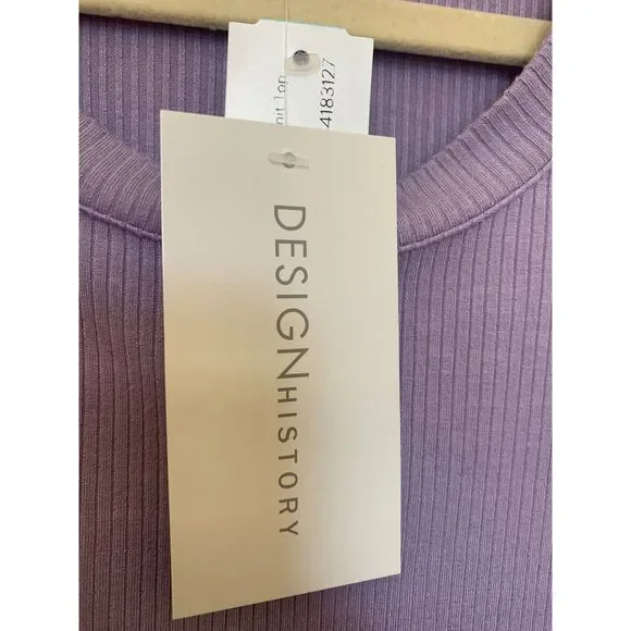 Design History Purple Eyelet Flutter Sleeve Romantic Top XL NWT Ribbed Knit - Picture 5 of 5